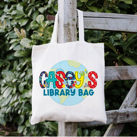 Space Themed Boys Library Tote Bag