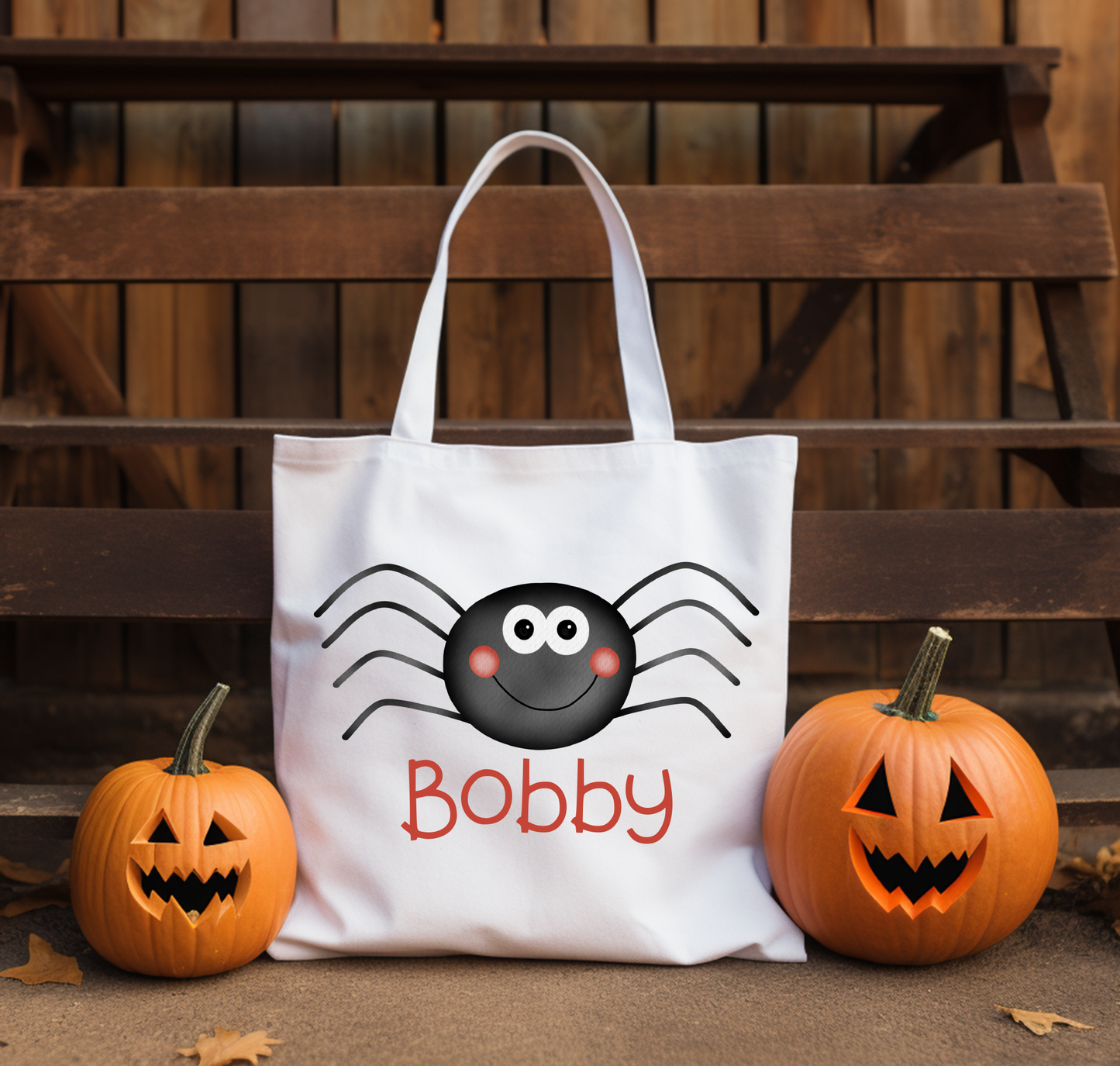 Cute Halloween Boys Spider Name Bag