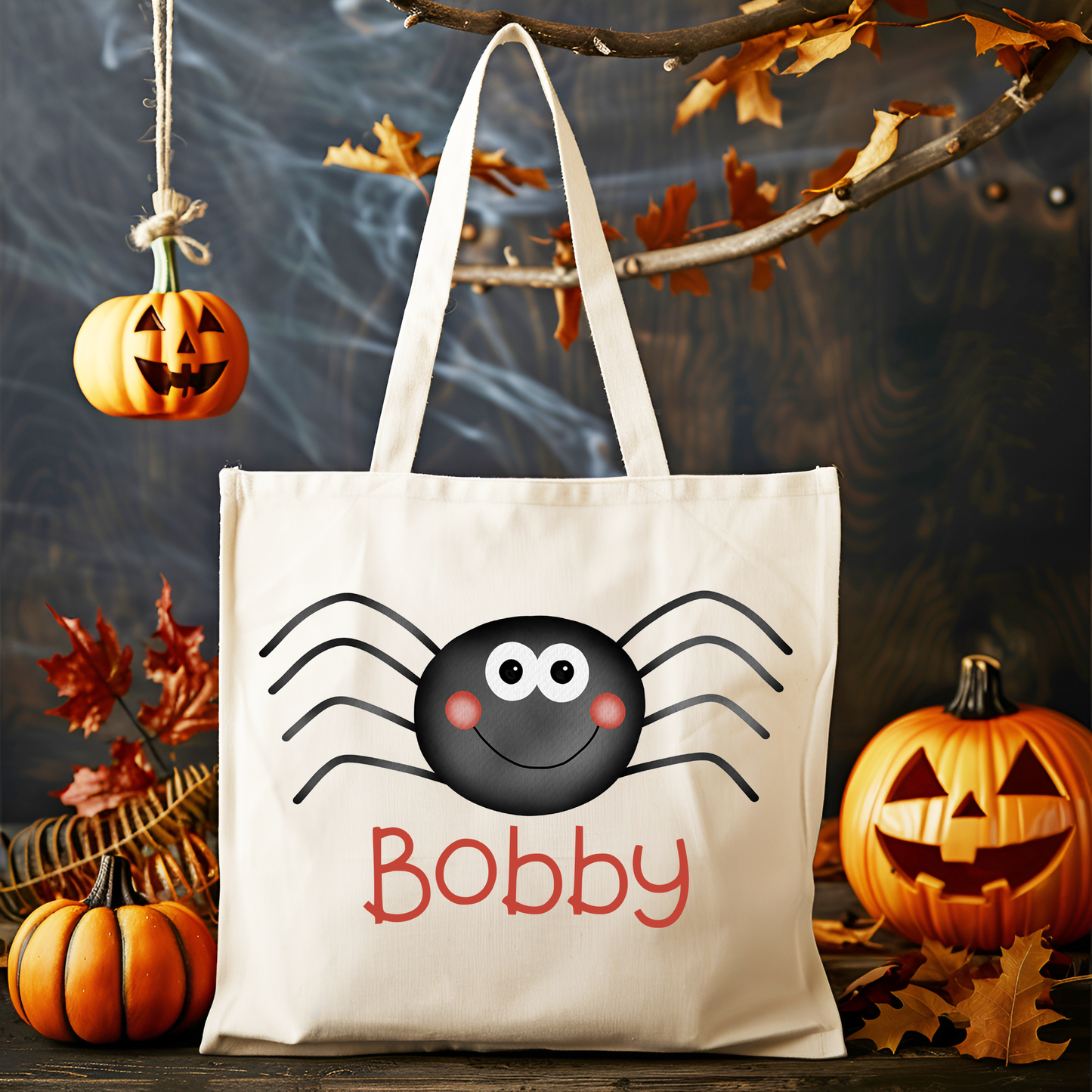 Cute Halloween Boys Spider Name Bag