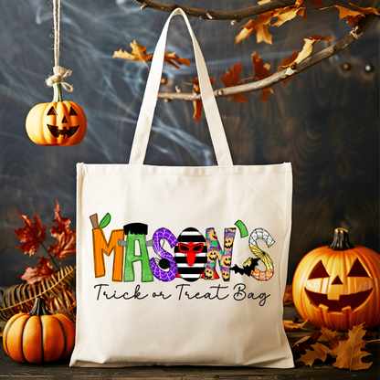 Personalized Boys Trick or Treat Tote Bag