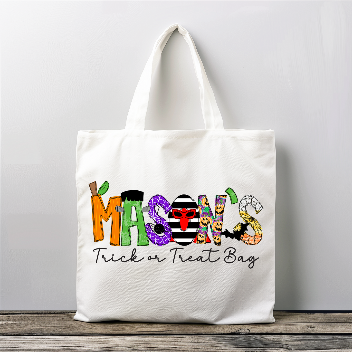 Personalized Boys Trick or Treat Tote Bag