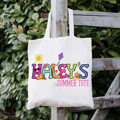 Personalized Girls Summer Tote Bag