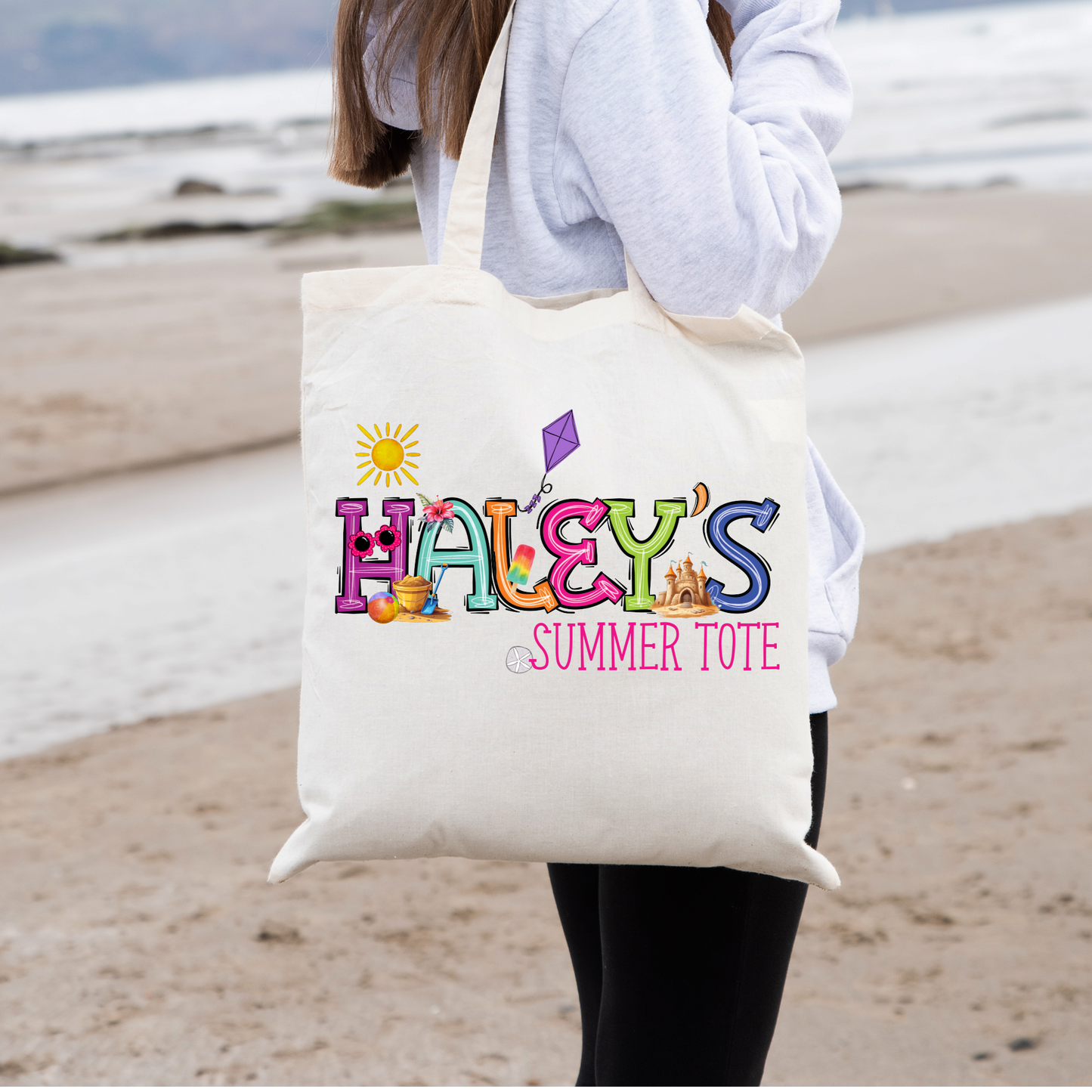 Personalized Girls Summer Tote Bag