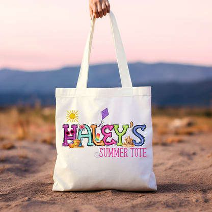 Personalized Girls Summer Tote Bag