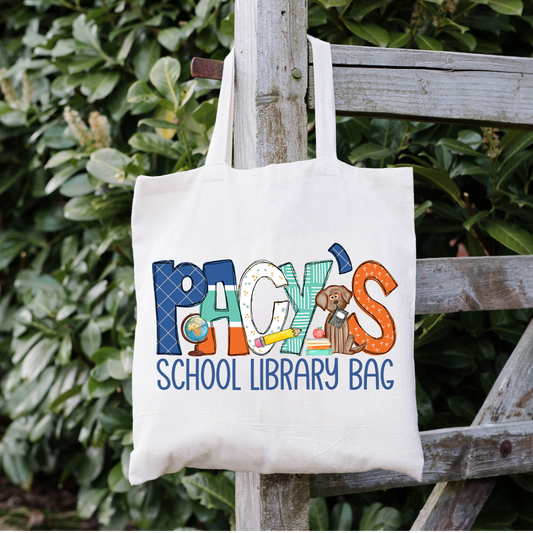 Personalized Boys Library Tote Bag