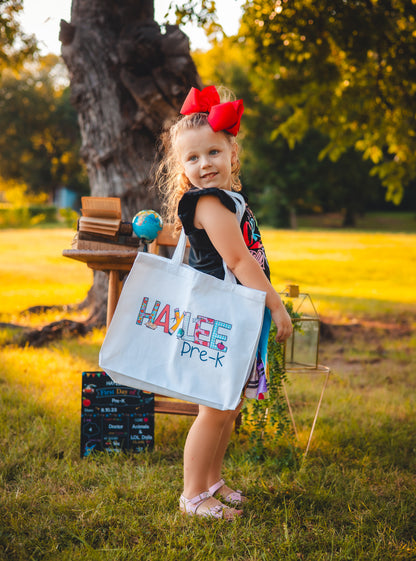 Personalized Girls Library Bag with Dog or Cat