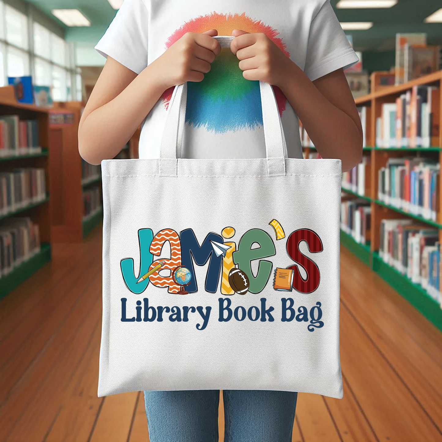 Personalized Boys Library Tote Bag