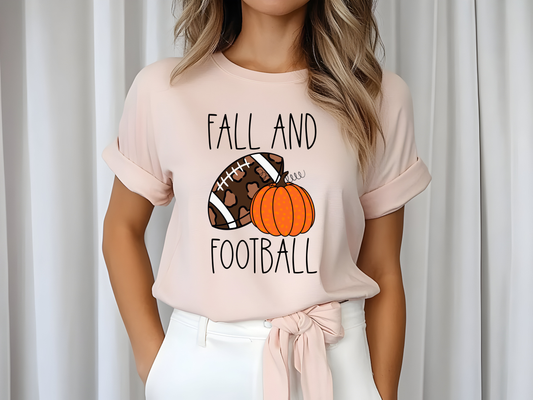 Fall and Football T-Shirt, Fun Fall Pumpkin Shirt, Girls Love Football Shirt, Football Season Shirt, Girly Fall Football Tee