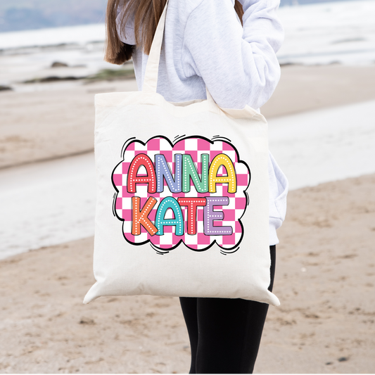 Girls Marquee Letters First Middle Name Tote Bag