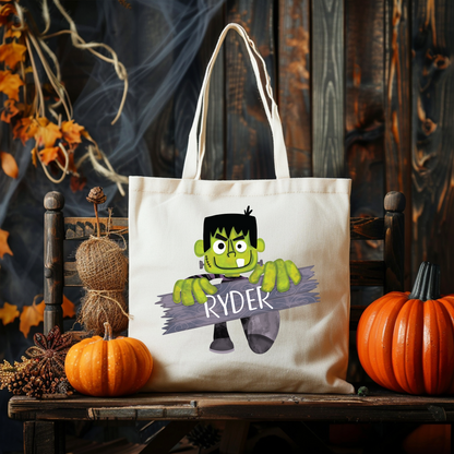 Boys Name Frankenstein Trick or Treat Bag