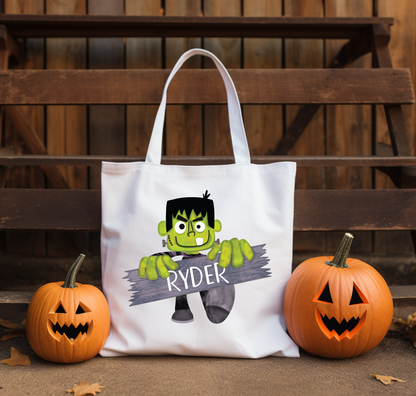 Boys Name Frankenstein Trick or Treat Bag