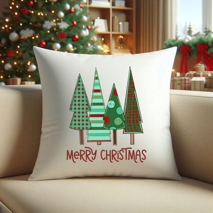 Colorful Christmas Tree Pillow, Funky Christmas Tree Throw Pillow Cover, Modern Christmas Trees Pillow, Merry Christmas Pillow