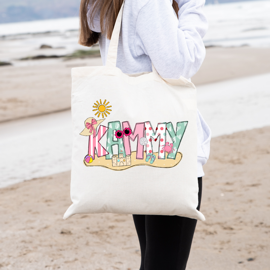 Personalized Girls Name Beach Tote Bag