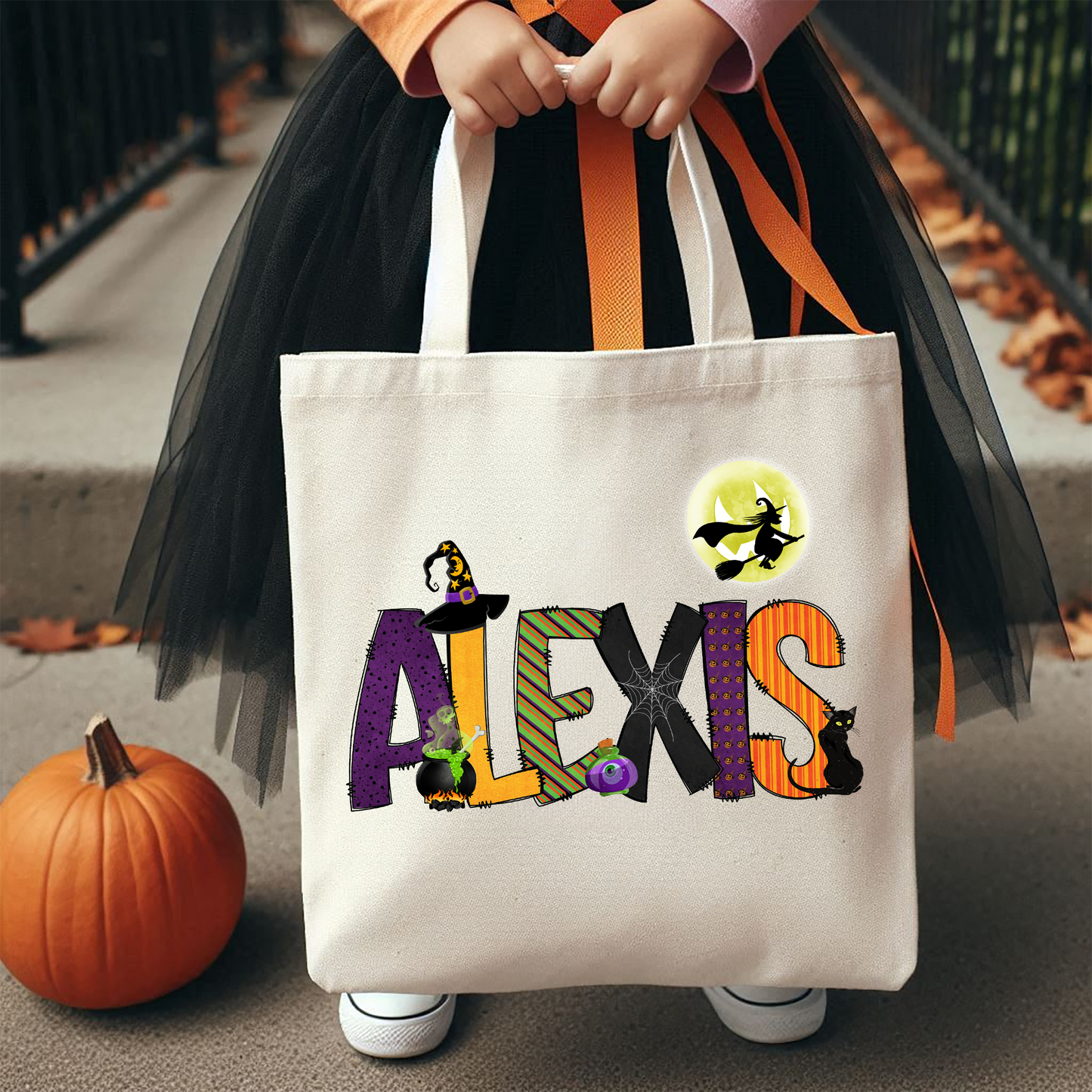 Girls Name Halloween Trick or Treat Bag