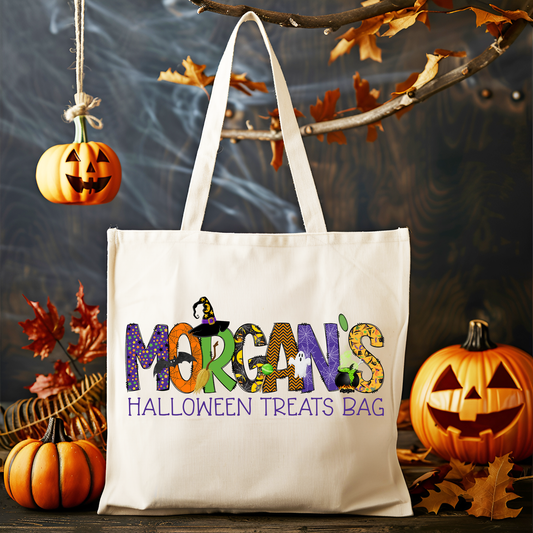 Girls Personalized Trick or Treat Bag