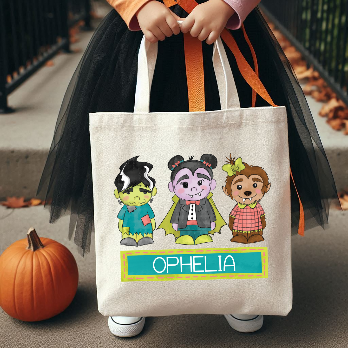 Girls Name Monster Halloween Bag