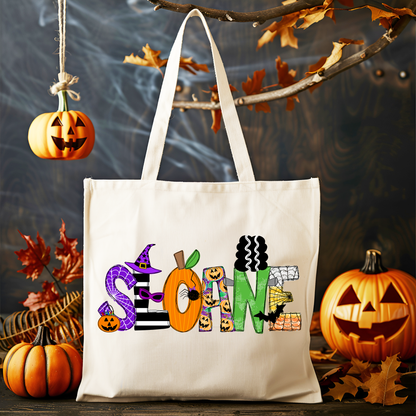 Personalized Girls Halloween Tote Bag