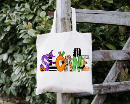 Personalized Girls Halloween Tote Bag