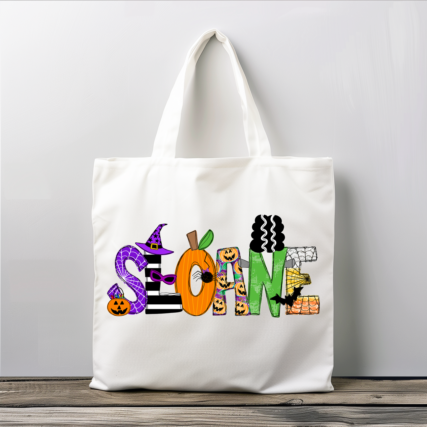 Personalized Girls Halloween Tote Bag