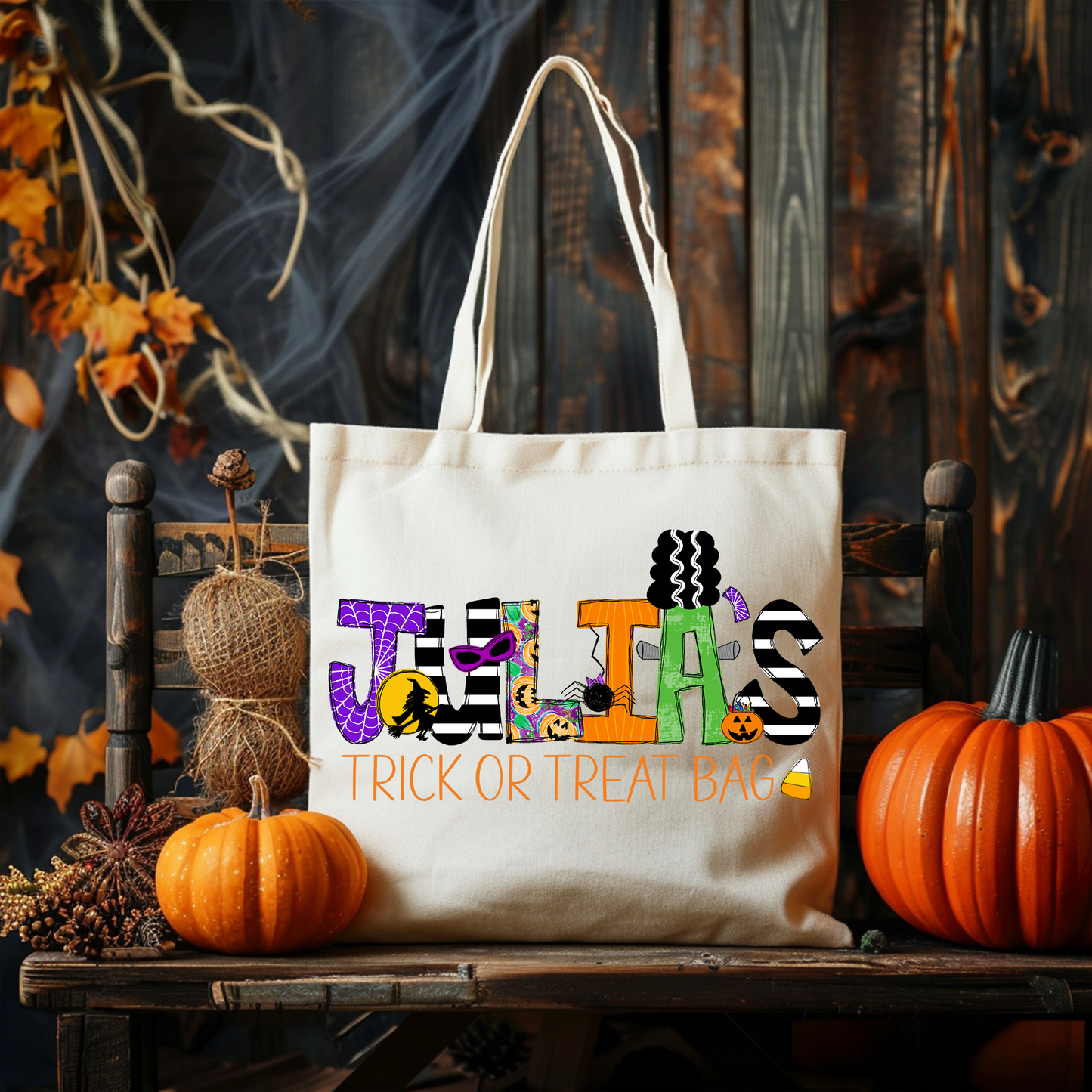 Personalized Trick or Treat Tote Bag