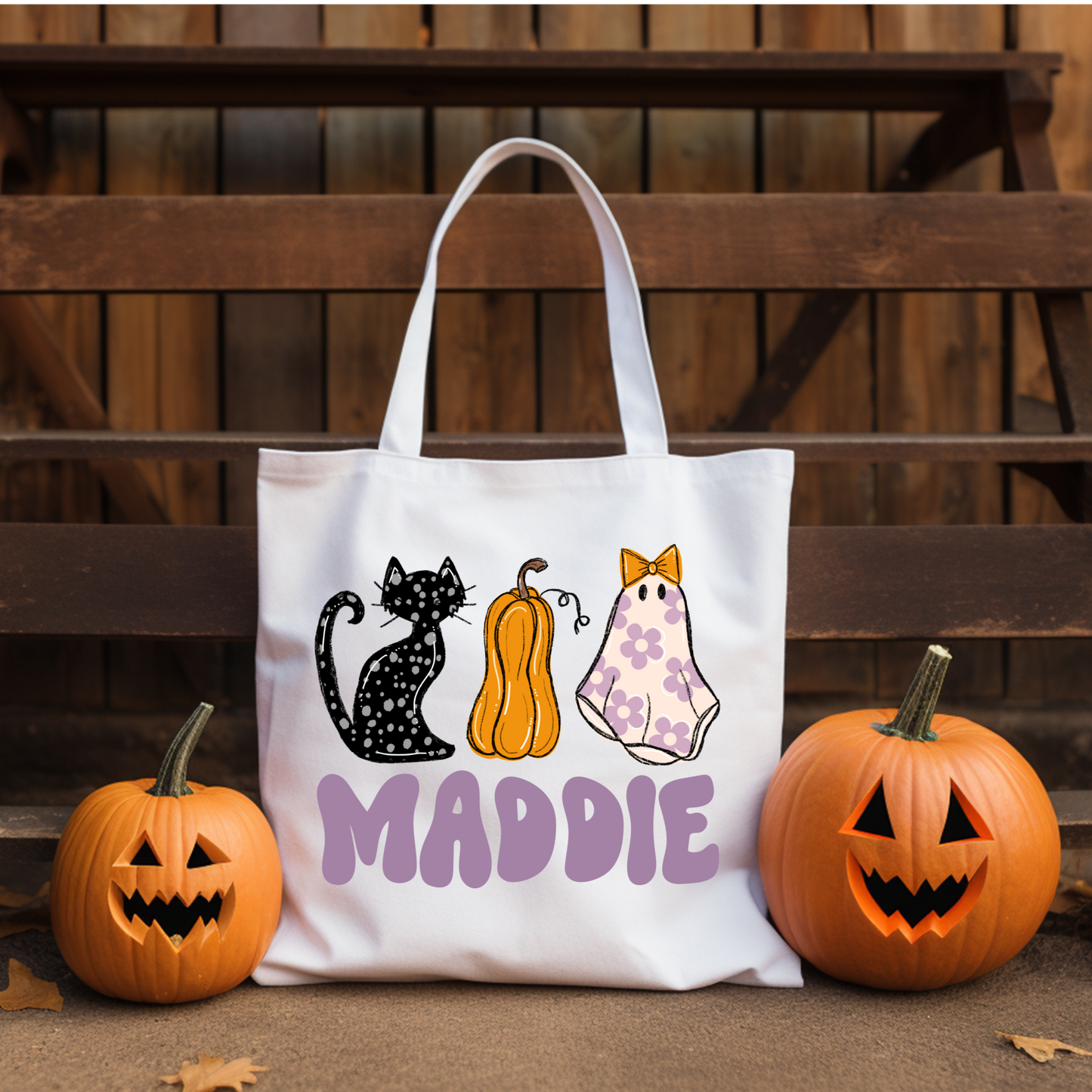 Retro Girls Name Halloween Tote Bag