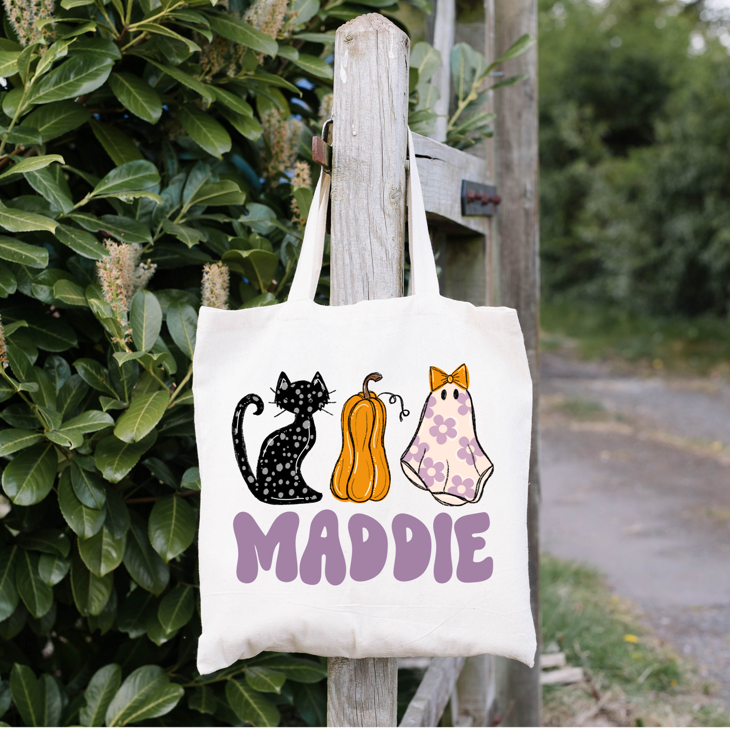 Retro Girls Name Halloween Tote Bag