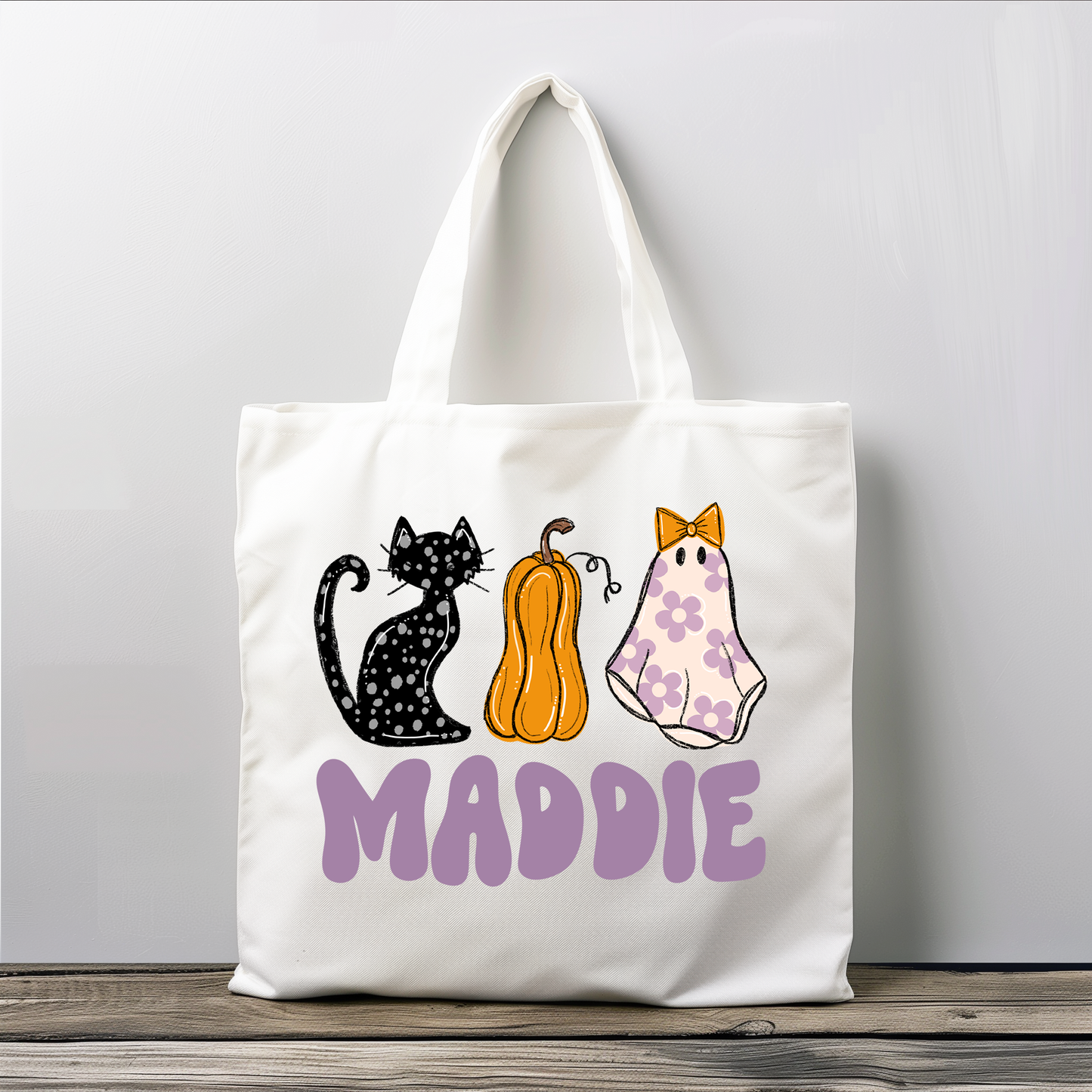 Retro Girls Name Halloween Tote Bag