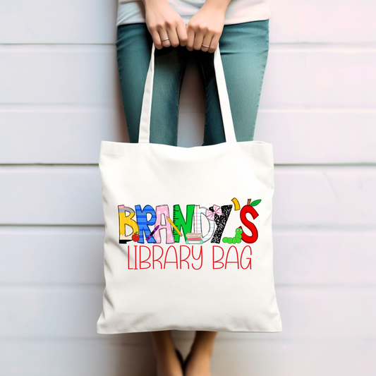 Girls Name Personalized Library Bag