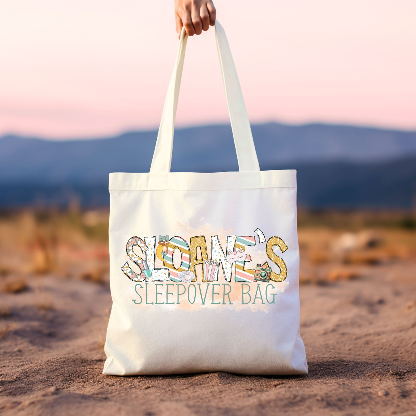 Personalized Girls Sleepover Tote Bag