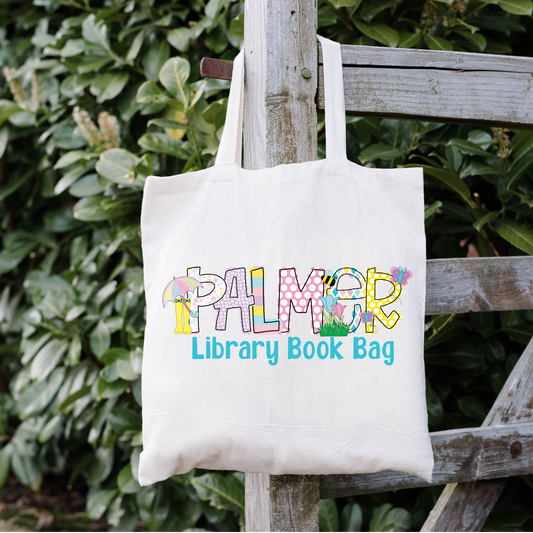 Girly Spring Themed Library Name Tote Bag