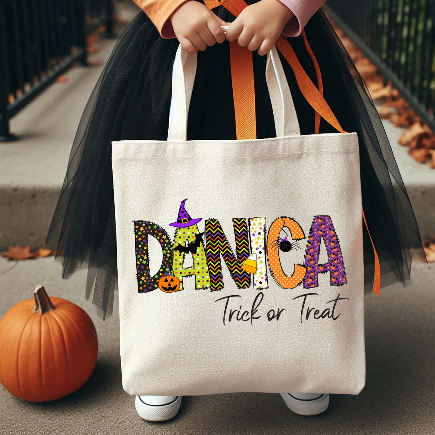 Girls Name Witch Trick or Treat Bag