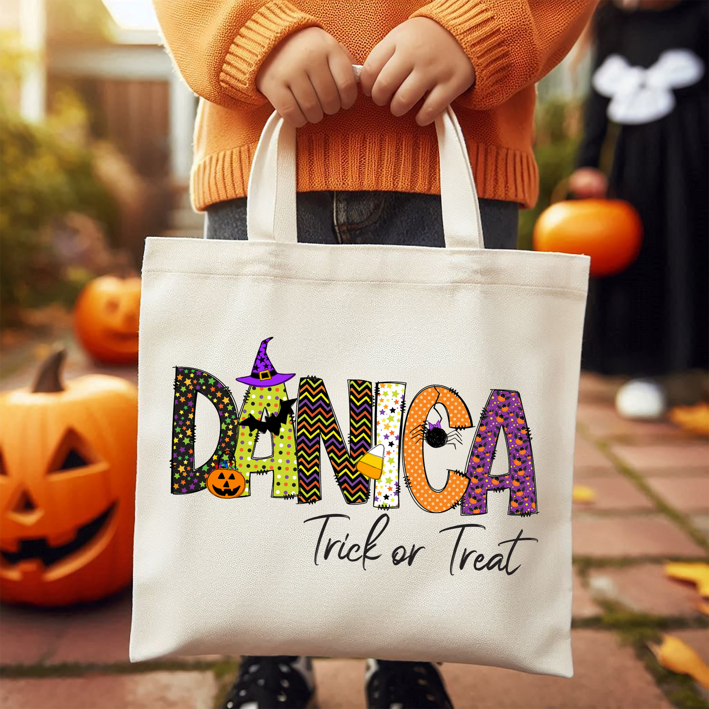 Girls Name Witch Trick or Treat Bag