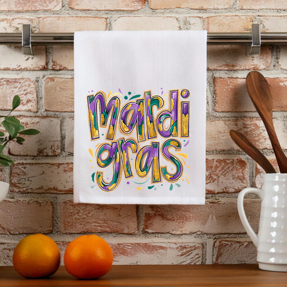 Glitter Mardi Gras Kitchen Towel