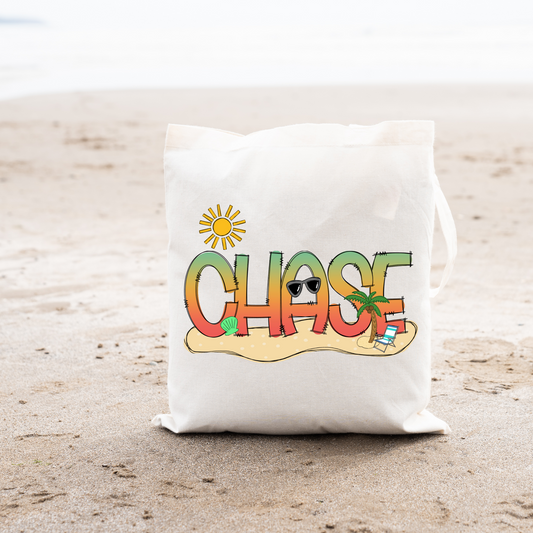 Personalized Sunset Gradient Summer Beach Bag