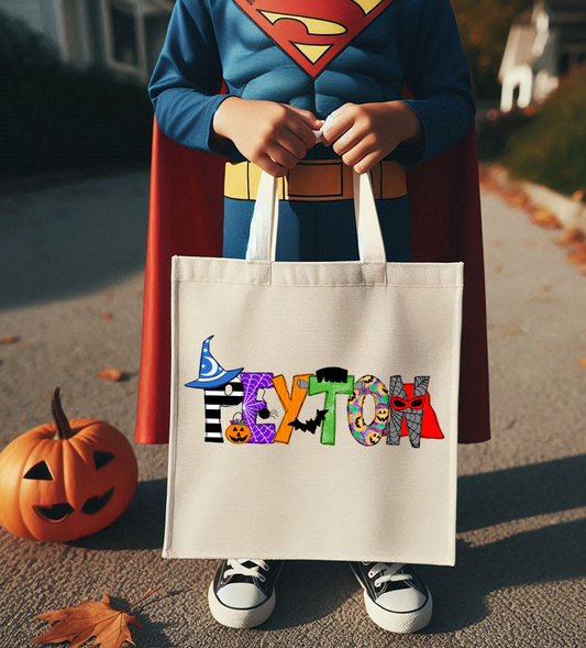 Boys Name Trick or Treat Tote Bag