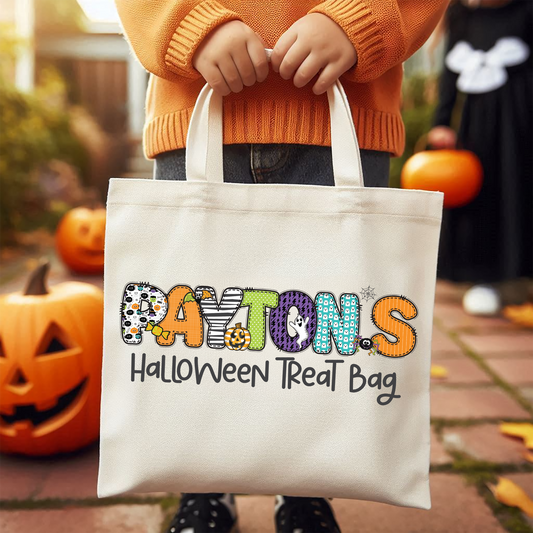 Personalized Halloween Trick or Treat Tote Bag