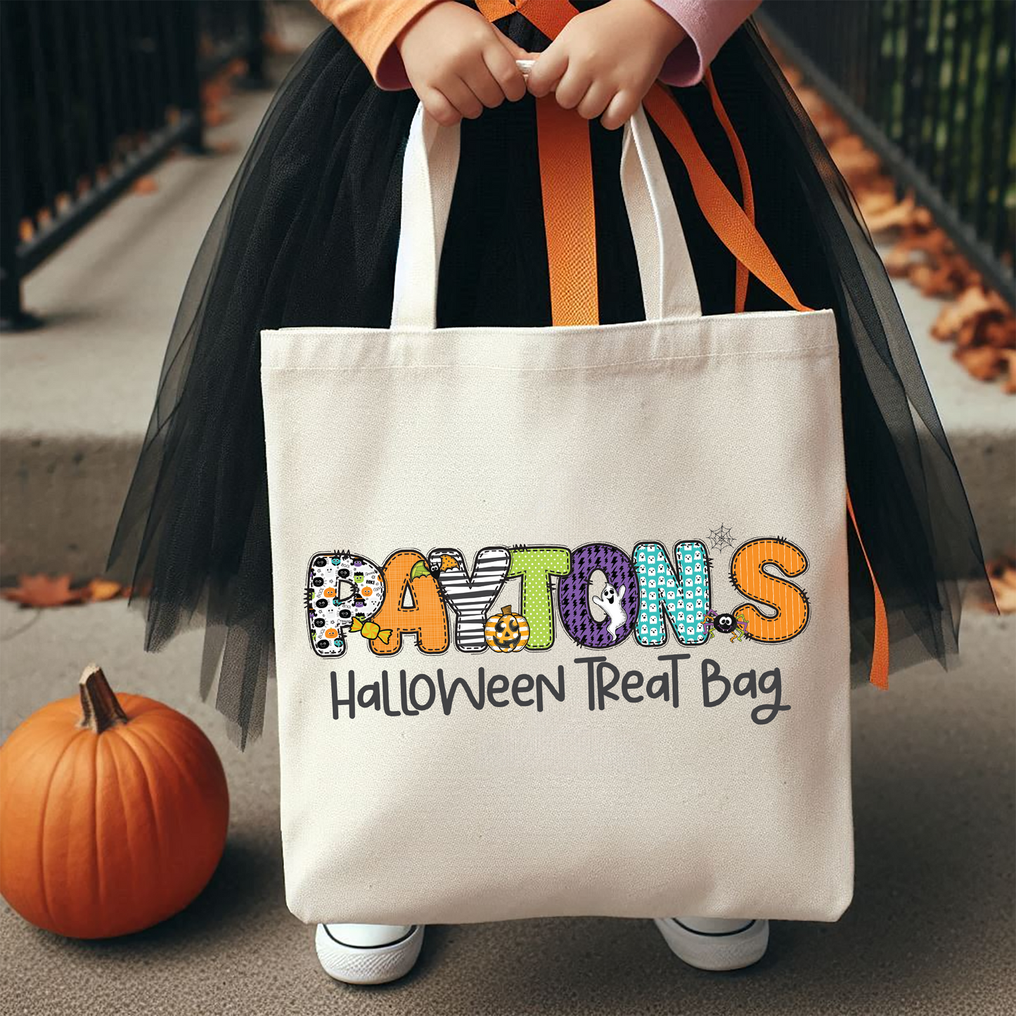 Personalized Halloween Trick or Treat Tote Bag