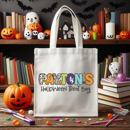 Personalized Halloween Trick or Treat Tote Bag