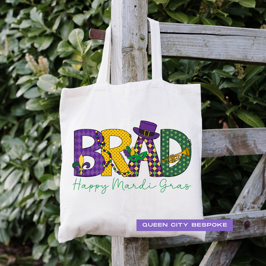 Boys Name Mardi Gras Bag