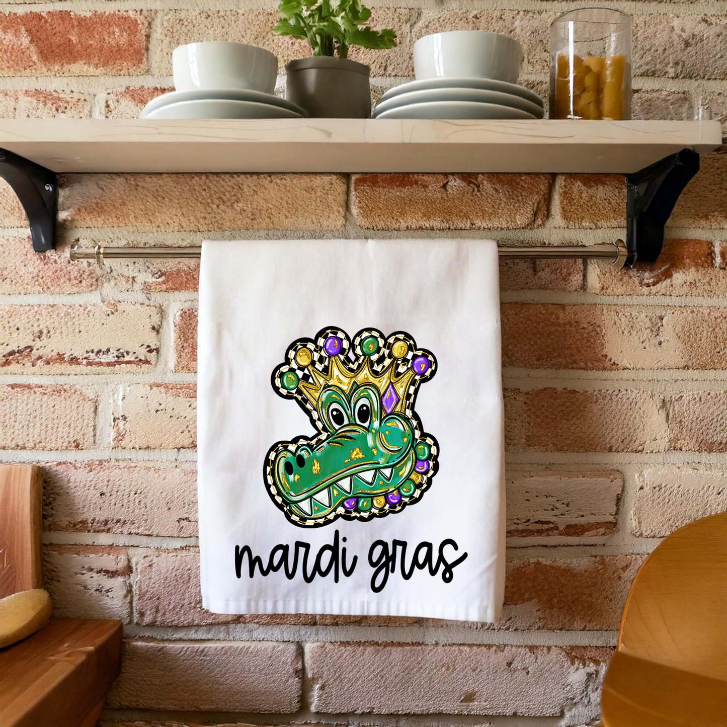 Mardi Gras Alligator Towel