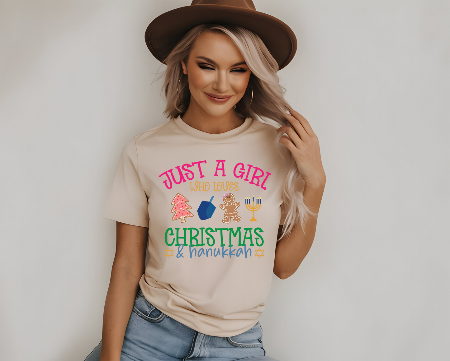 Hanukkah & Christmas Shirt, Just a Girls Who loves Hanukkah and Christmas Tee