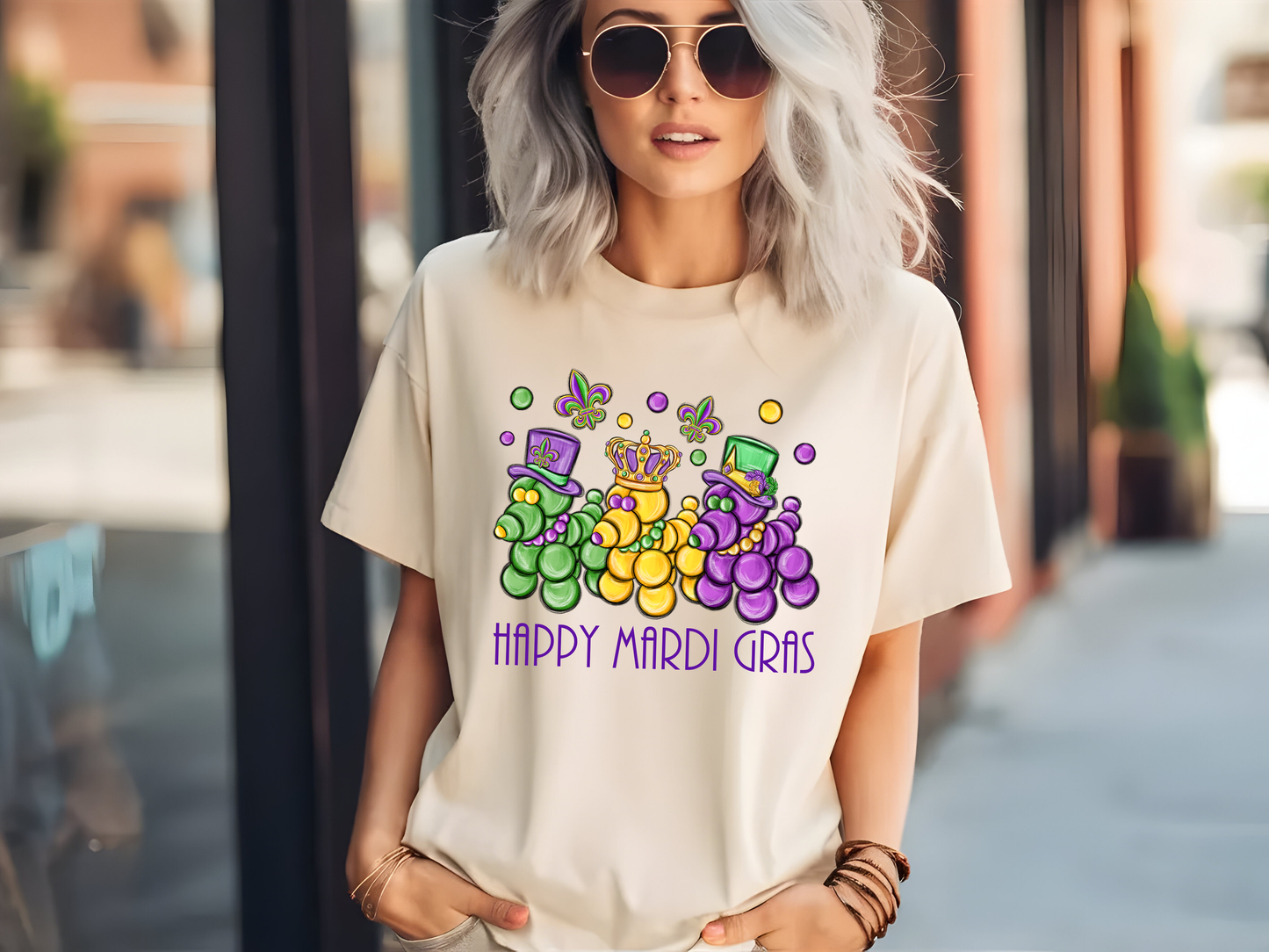 Happy Mardi Gras T-shirt, Bead Dog Tee, Comfort Colors Mardi Gras Shirt, Mardi Gras Bead Dog Shirt