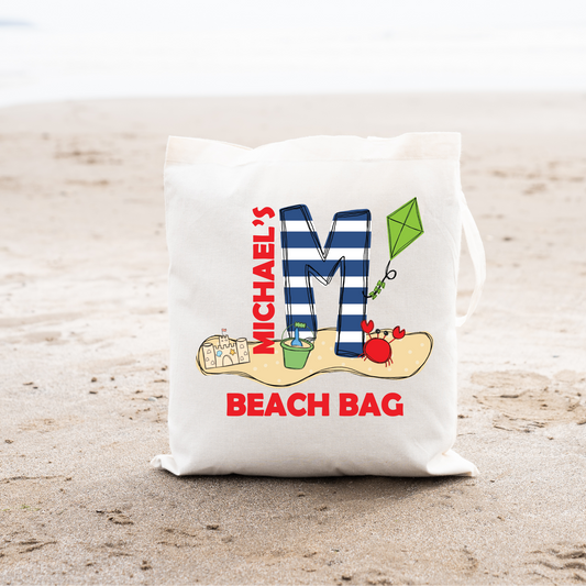 Boys Name Beach Tote Bag