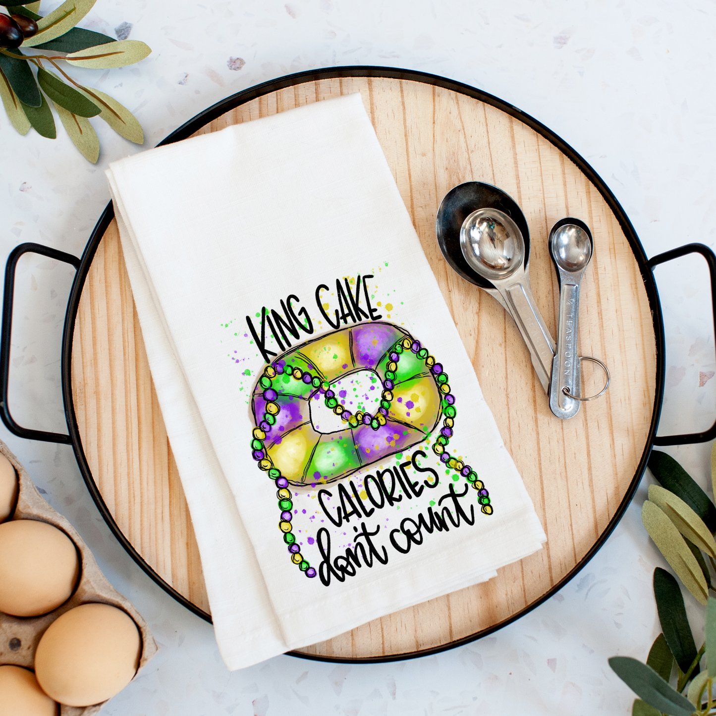 King Cake Calories Don't Count Kitchen Towel