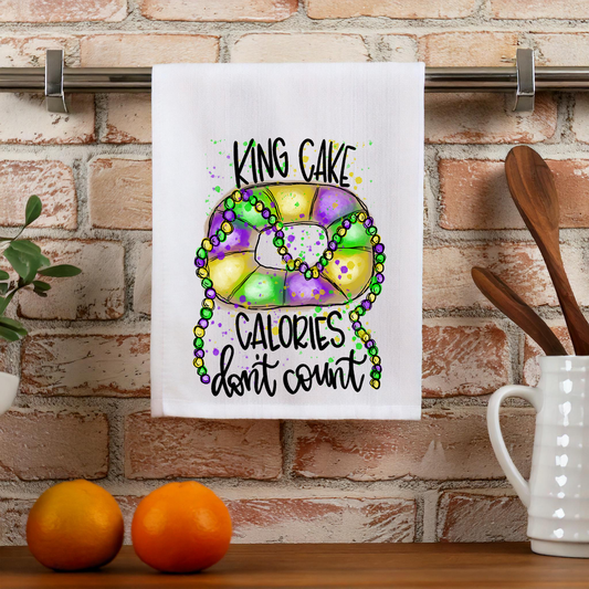 King Cake Calories Don't Count Kitchen Towel