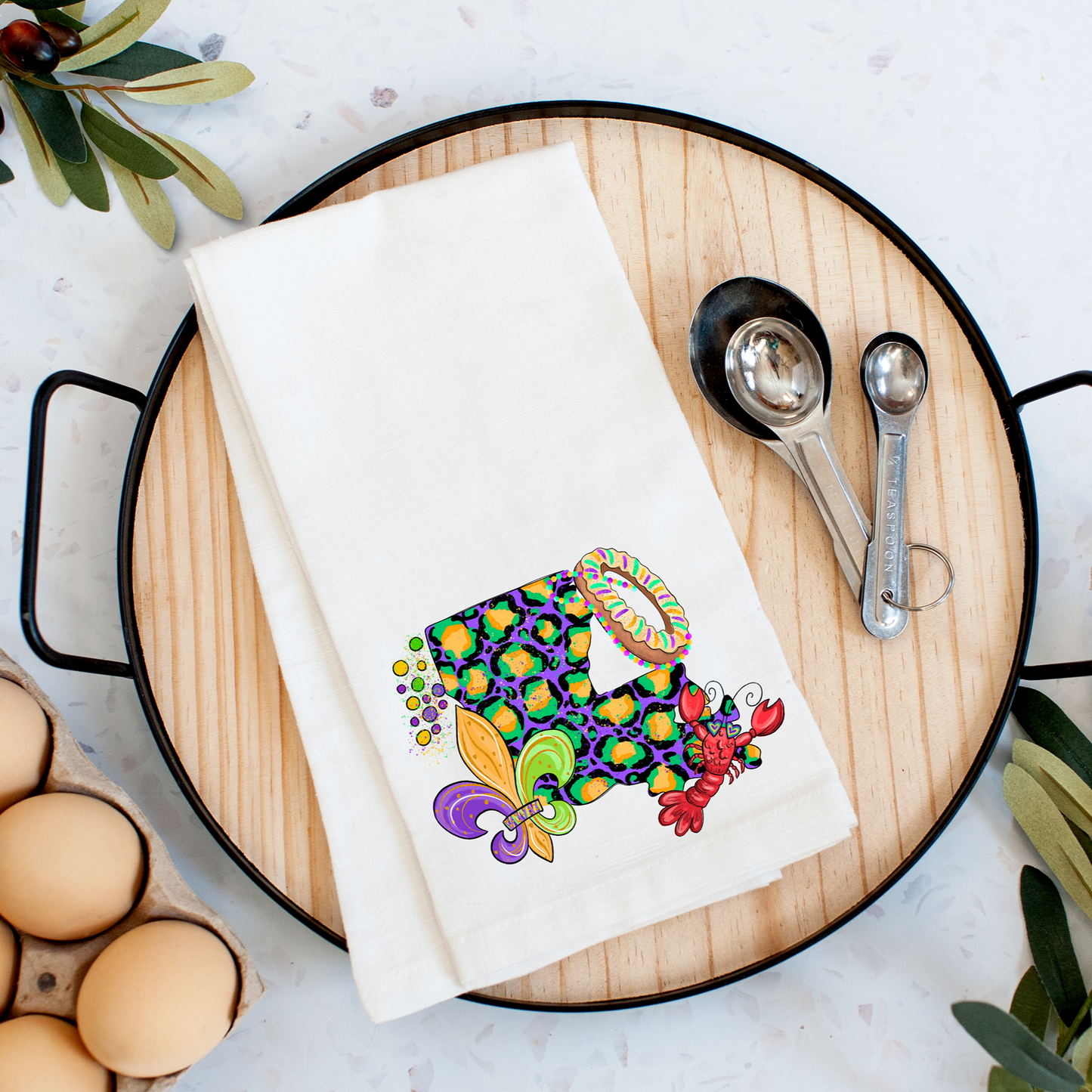 Louisiana Leopard Mardi Gras Kitchen Towel