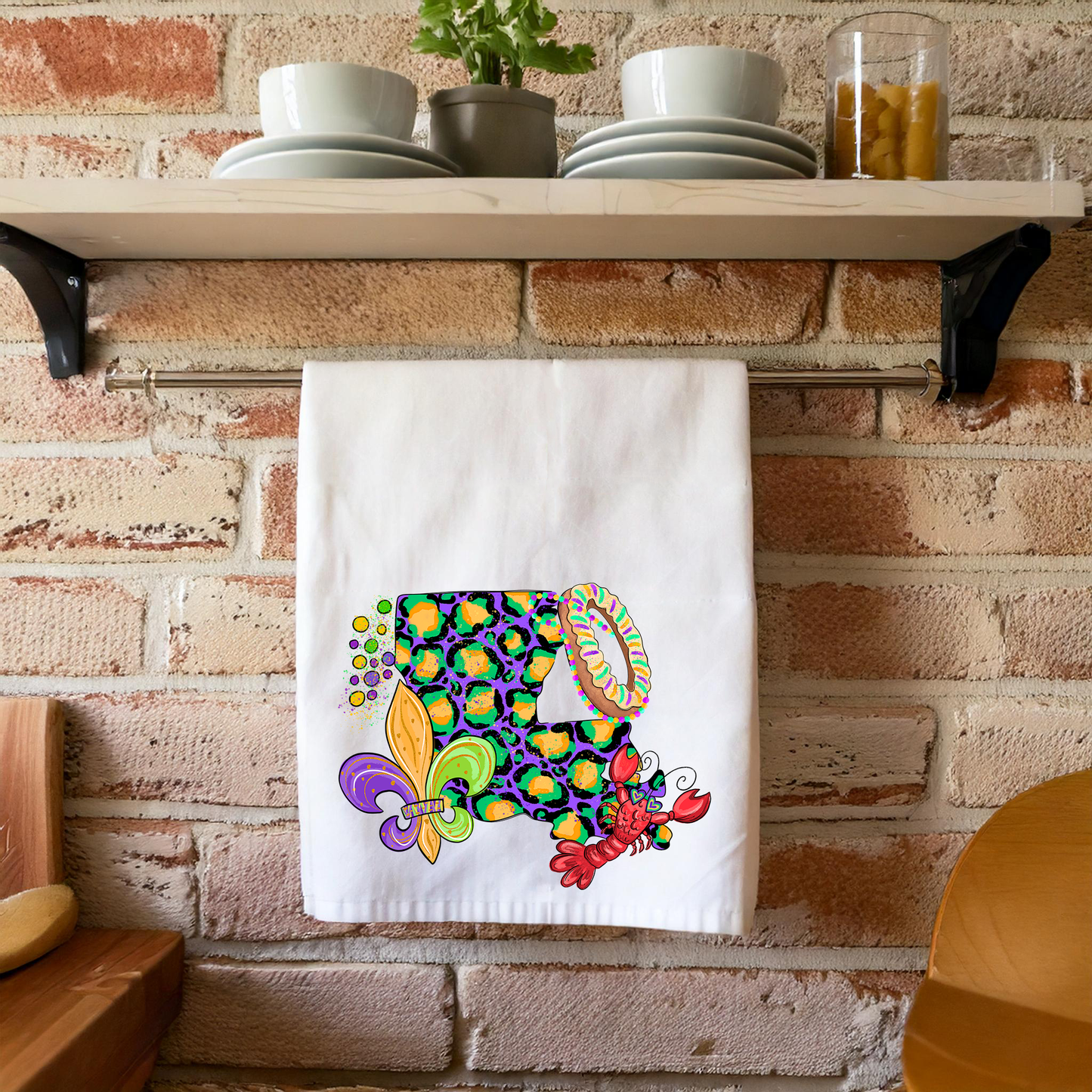 Louisiana Leopard Mardi Gras Kitchen Towel