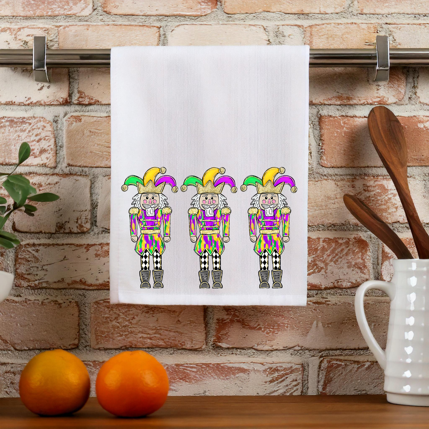 Mardi Gras Nutcracker Trio Kitchen Towel