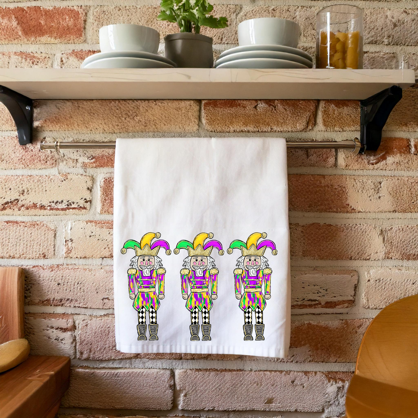 Mardi Gras Nutcracker Trio Kitchen Towel