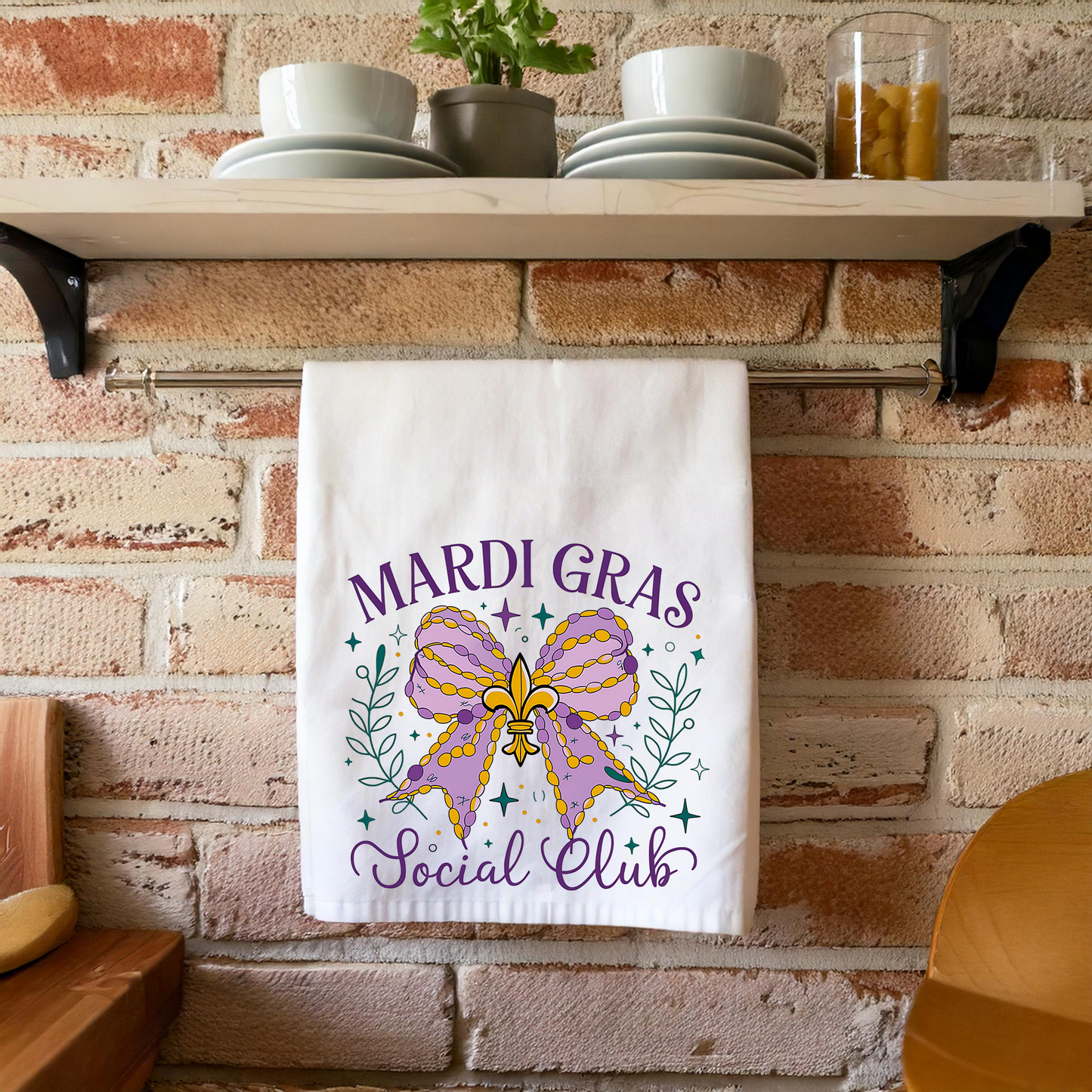 Mardi Gras Social Club Coquette Kitchen Towel